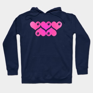 Hearts, Hearts, Hearts - PAWretty Pink Hearts with Paws Hoodie